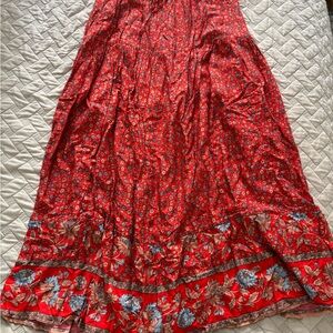 Floral Red Maxi Skirt